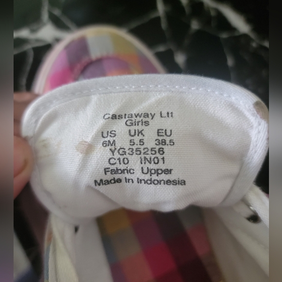 Sperry Pink and Yellow Plaid Sneakers - Picture 6 of 7